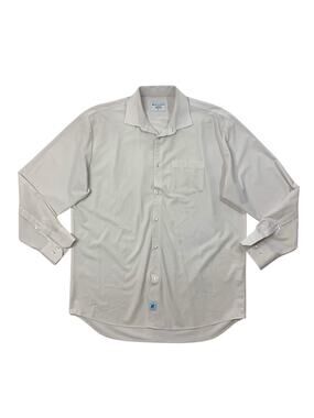 &Collar Shirt‎ Mens L Large Bone White Button Up Long Sleeve Classic Shirttail